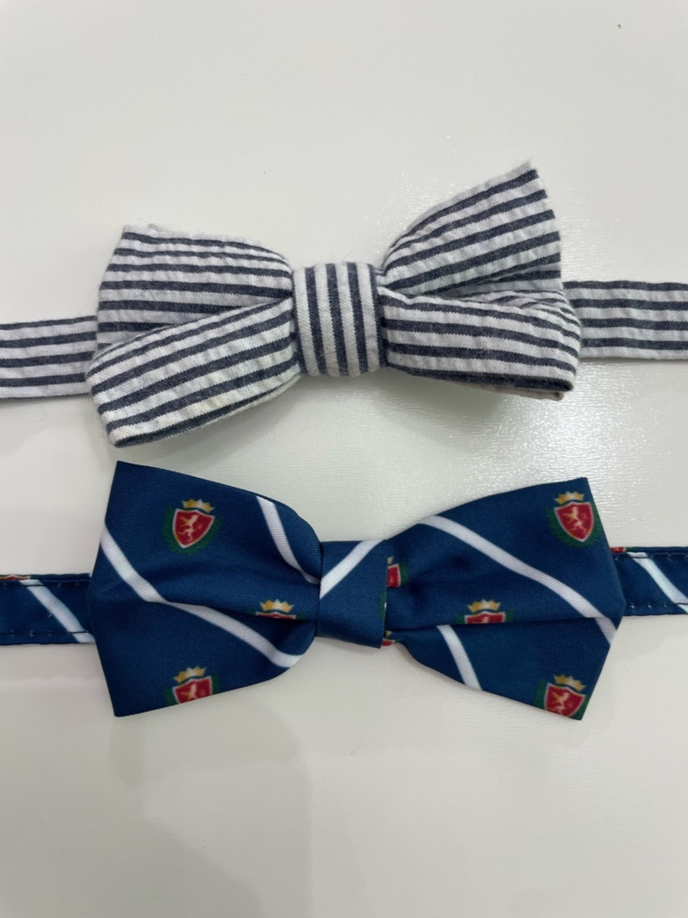 Kids Bow Ties Seersucker Coat of Arms Navy White Wedding Funeral Grandpa Church